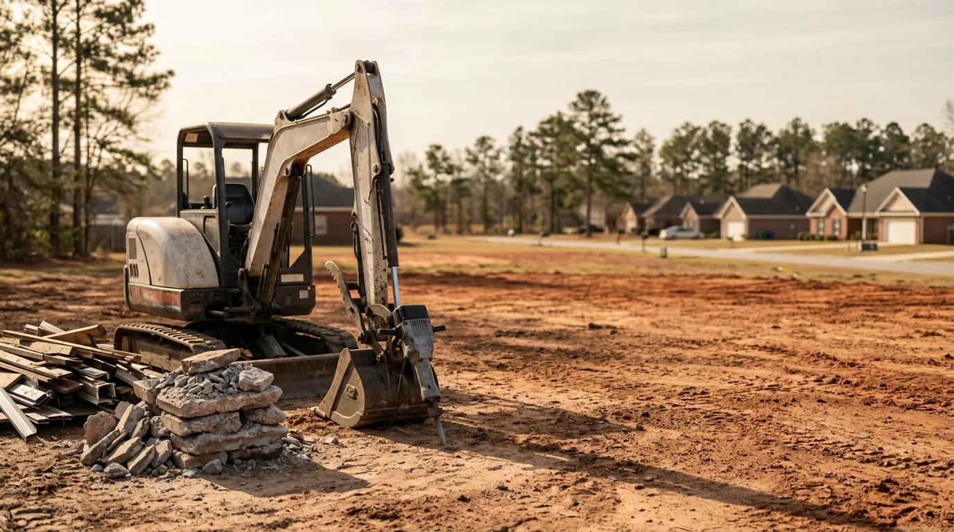 Demolition contractor clearing site for new construction